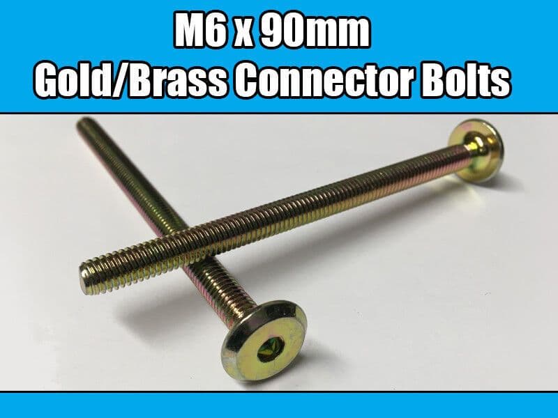 M6X90mm Gold Brass Yellow Furniture Connector Bolts Allen Key Joint Fixing
