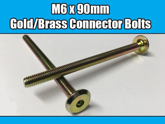 M6X90mm Gold Brass Yellow Furniture Connector Bolts Allen Key Joint Fixing