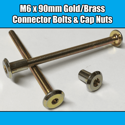 M6X90mm Gold Brass Yellow Furniture Connector Bolts With Cap Nuts Joint Fixing
