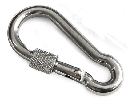 M7 A4 Stainless Steel Carabiner Spring Hook Lock Safety Nut 7mm Marine Grade