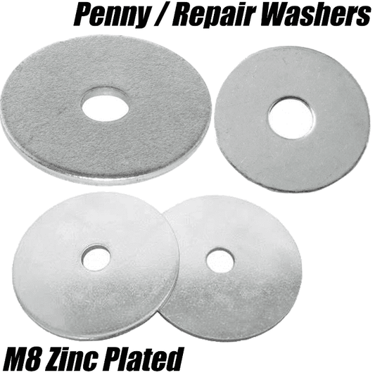 M8 8mm Mudguard/Penny/Repair Washers Flat Wide Large Washer Zinc Plated