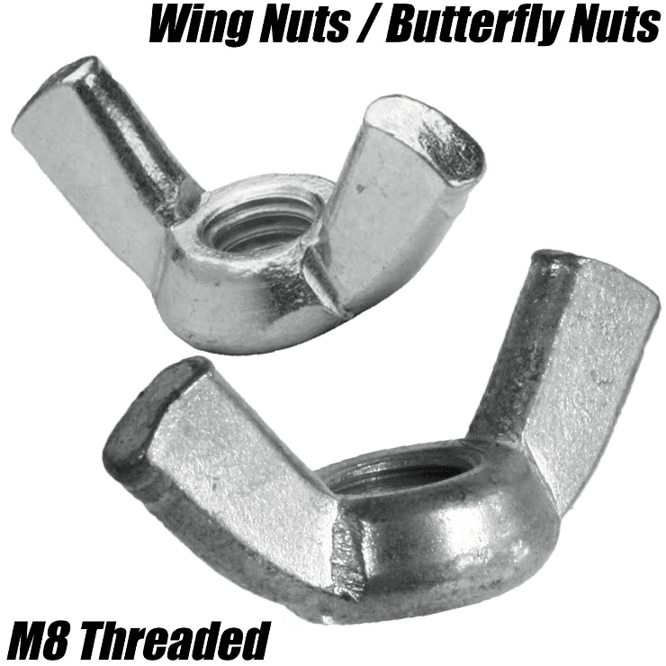 M8 8mm Wing Nuts Butterfly Hand Nuts Threaded Din 315 Bright Metal Zinc Plated
