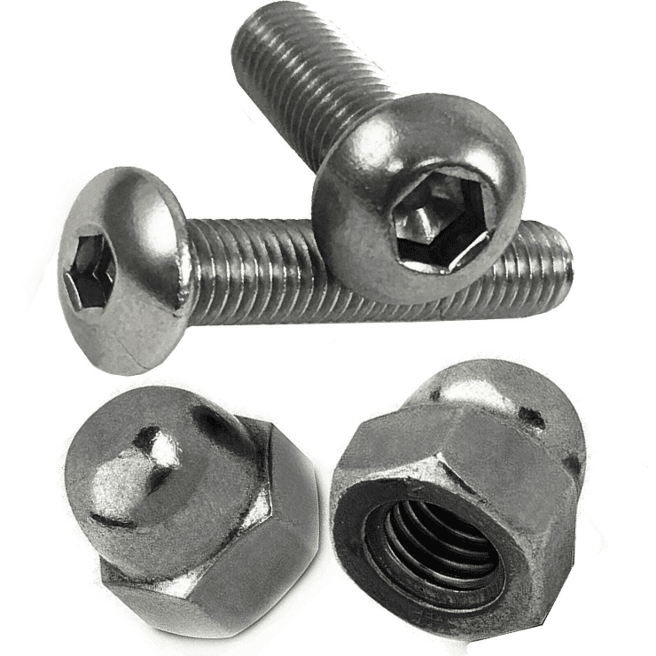 M8 A2 Stainless Steel Button Head Socket Screws + Domed Hex Acorn Cap Nuts