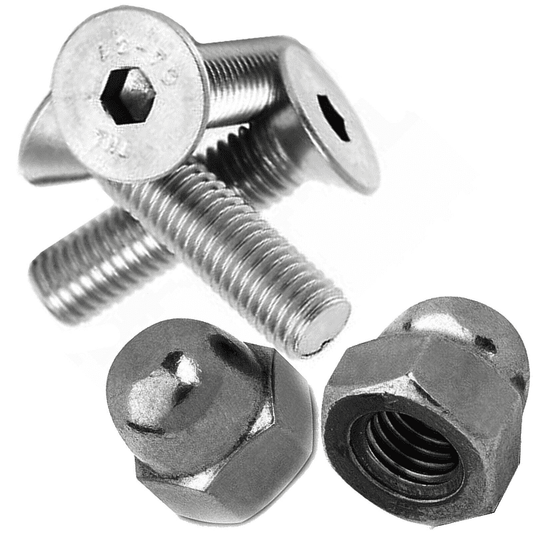 M8 A2 Stainless Steel Countersunk Screws Socket Bolts + Hex Dome Cap Nuts Domed