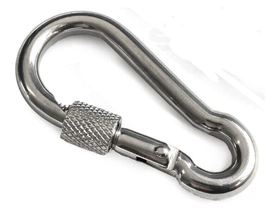 M8 A4 Stainless Steel Carabiner Spring Hook Lock Safety Nut 8mm Marine Grade