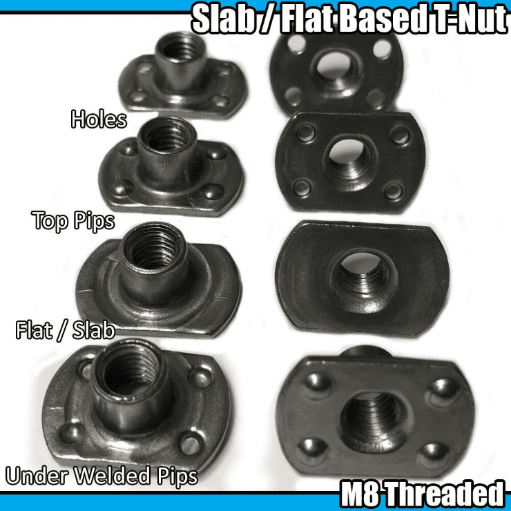 M8 Carbon Steel Tee Spot Slab Based T Shape Nuts 4 Welded Pips, Holes & Flat