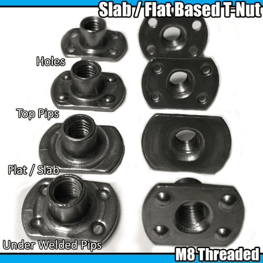 M8 Carbon Steel Tee Spot Slab Based T Shape Nuts 4 Welded Pips, Holes & Flat