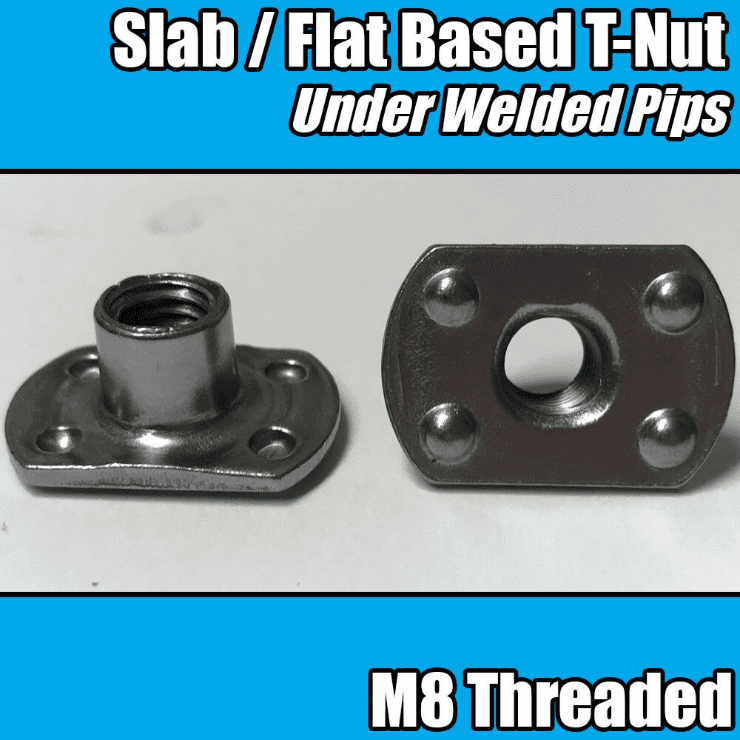 M8 Carbon Steel Tee Spot Slab Based T Shape Nuts 4 Welded Pips, Holes & Flat