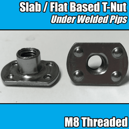 M8 Carbon Steel Tee Spot Slab Based T Shape Nuts 4 Welded Pips, Holes & Flat