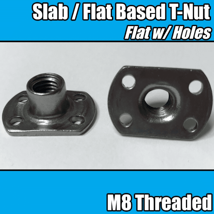 M8 Carbon Steel Tee Spot Slab Based T Shape Nuts 4 Welded Pips, Holes & Flat