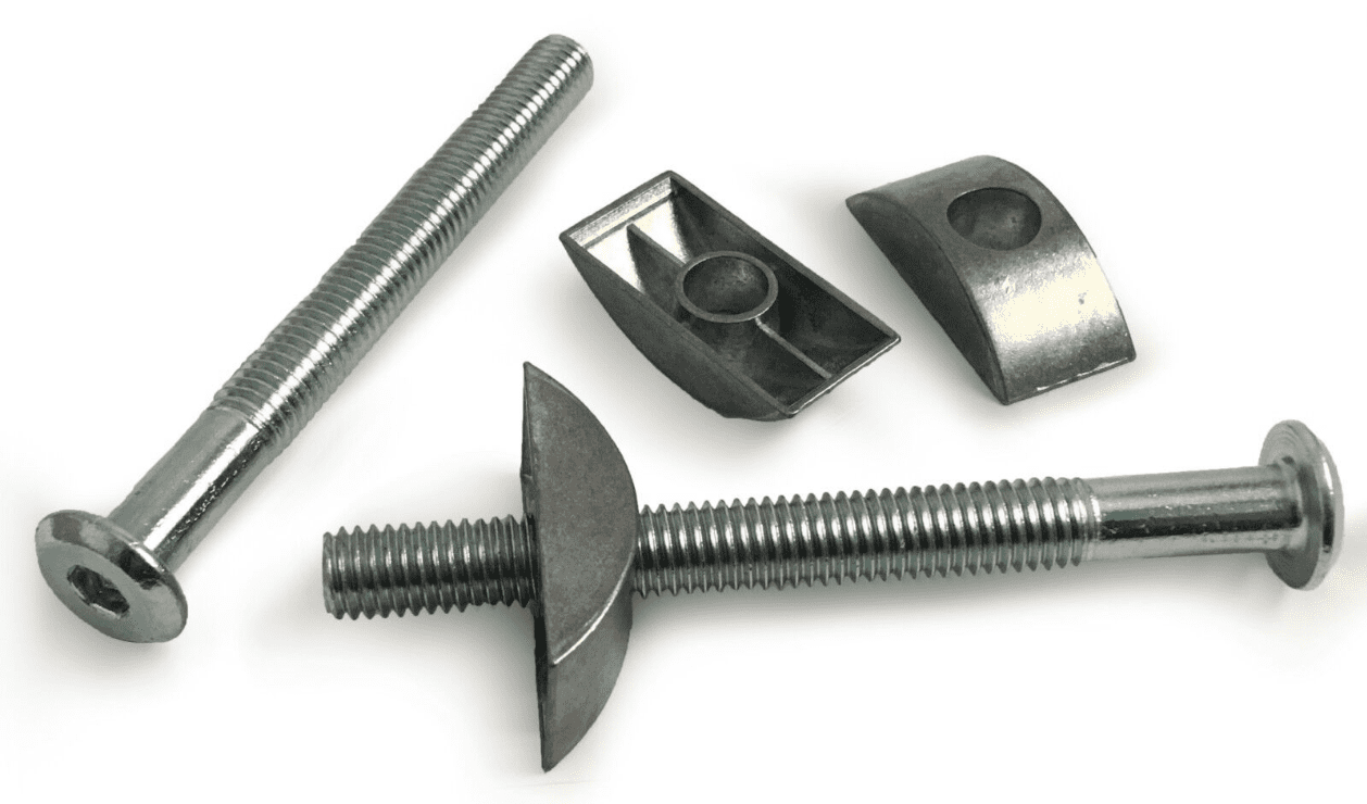 M8 Furniture Connector Bolts with Half Moon Luna Washer for Cots, Beds