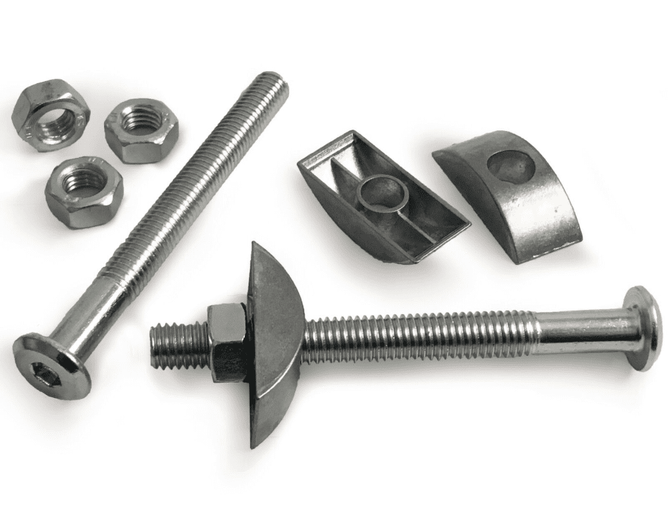 M8 Furniture Connector Bolts with Half Moon Luna Washer & Hex Nuts