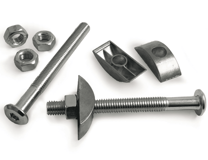 M8 Furniture Connector Bolts with Half Moon Luna Washer & Hex Nuts