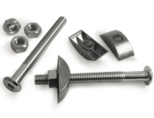 M8 Furniture Connector Bolts with Half Moon Luna Washer & Hex Nuts