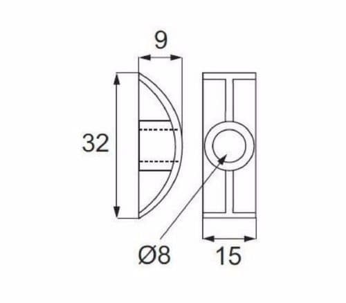 M8 Furniture Connector Bolts with Half Moon Luna Washer & Hex Nuts