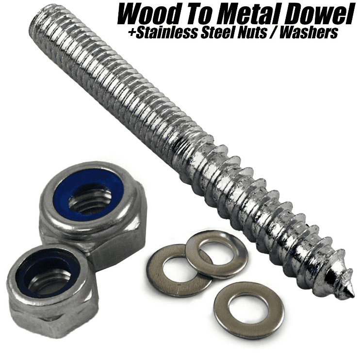 M8 Furniture Fixing Wood To Metal Dowels Wall Hanger Bolts Nyloc Nuts + Washers