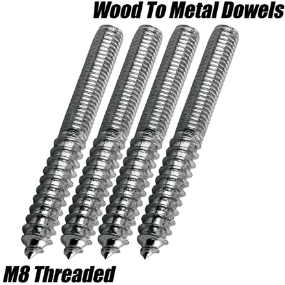 M8 Furniture Fixing Wood To Metal Dowels Wall Hanger Bolts Nyloc Nuts + Washers