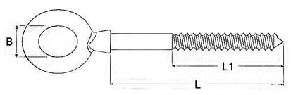 M8 Lifting Eye Bolts With Wood Thread - 316 / A4 Stainless Steel - 8mm