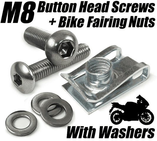 M8 Motorbike Cycle Fairing Panel Clips Chimney Lug Nuts With Button Head Screws