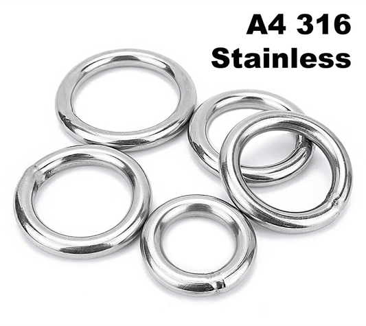 M8 Round O Rings - A4 316 Marine Grade Stainless Steel - Welded Polished M8