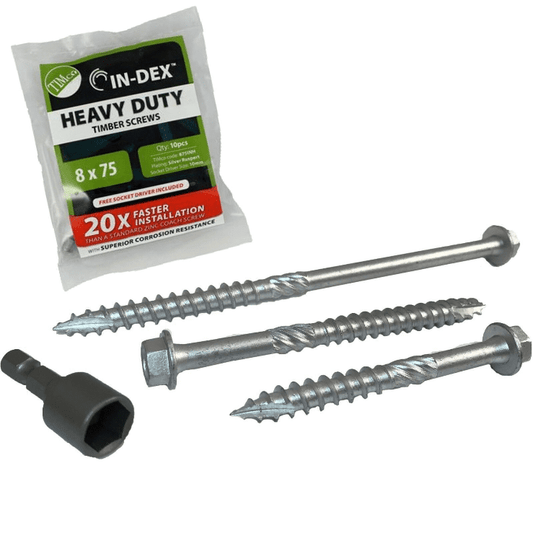 M8 Timco Index 75 100 150 200mm Heavy Duty Exterior Timber Wood Hex Coach Screw
