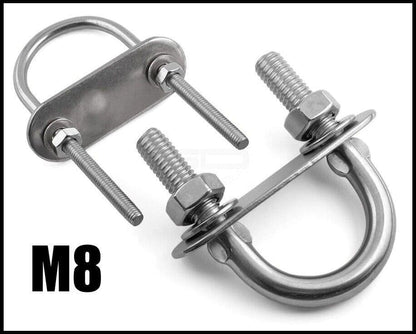 M8 U Bolts - Stainless Steel A4 Marine Grade 316 Plate and Nuts bolt For Decking