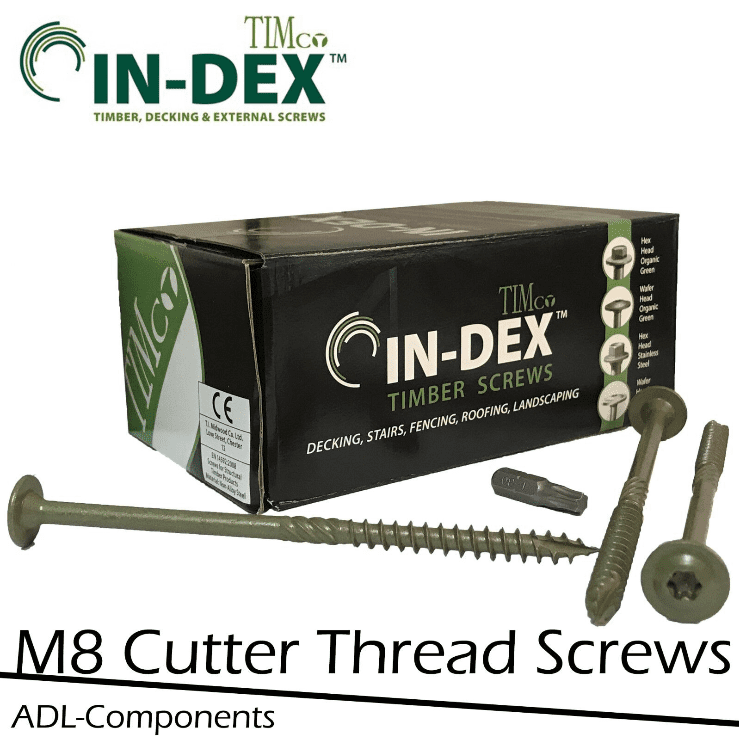 M8 Wafer Head Landscape Wood Timber Fix Screws Sleeper Decking Index Joining