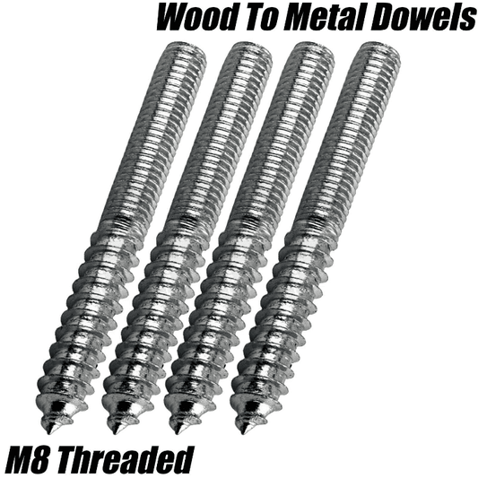 M8 Wood To Metal Dowels Wall Hanger Bolts Furniture Fixing 40 50 60 70 80 90mm