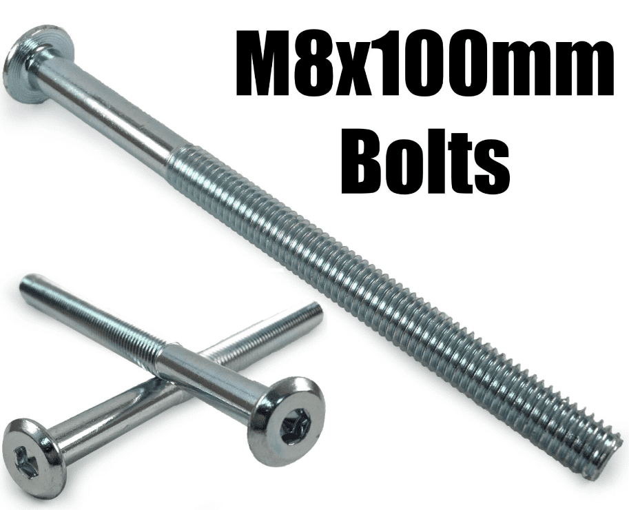 M8X100mm Furniture Connector Bolts Allen Key Flat Head Joint Fixing Unit Bed