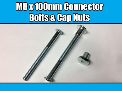 M8X100mm Furniture Connector Bolts & Cap Nuts Allen Key Dome Head Joint Fixing