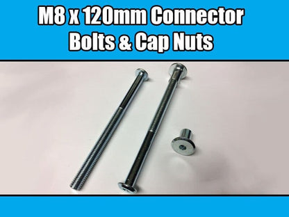 M8X120mm Furniture Connector Bolts & Cap Nuts Allen Key Flat Head Joint Fixing