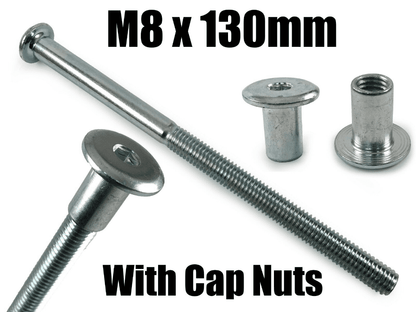 M8X130mm Furniture Connector Bolts & Cap Nuts Flat Head Joint Fixing Unit