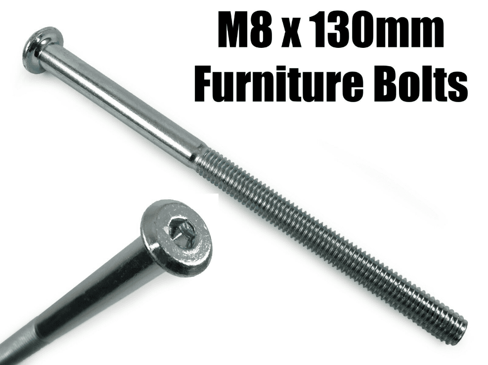 M8X130mm Furniture Connector Bolts Flat Head Joint Fixing Unit Bed Cot Desk