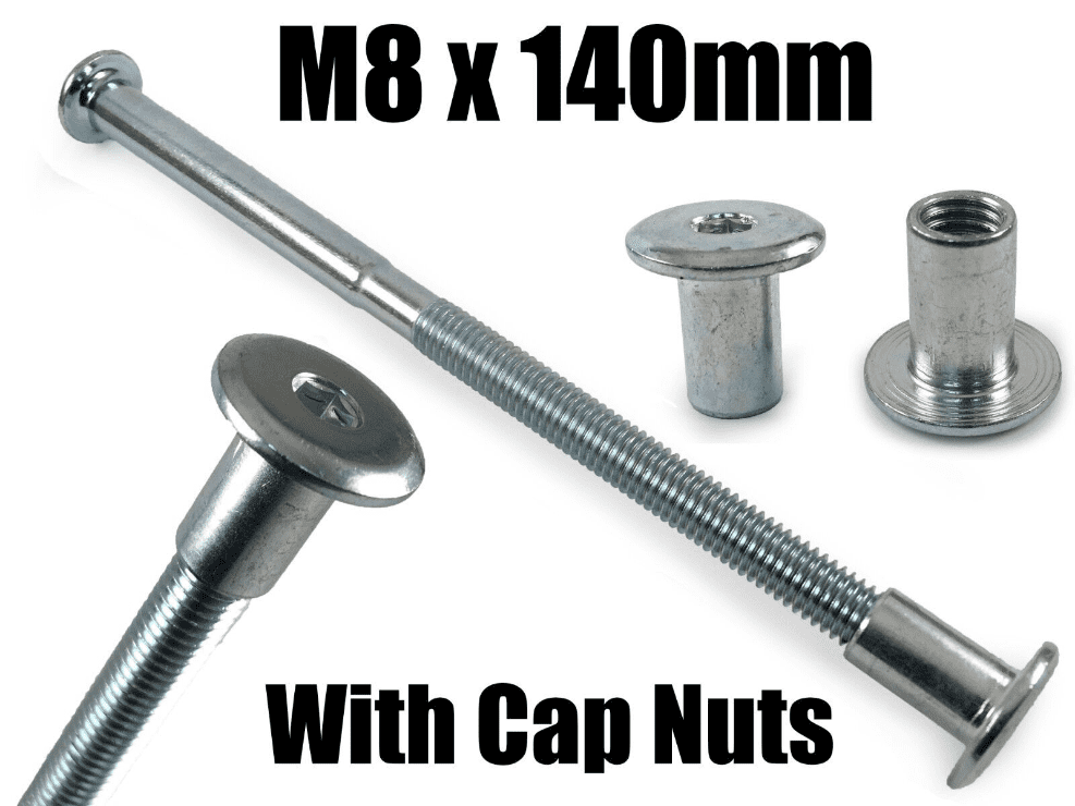 M8X140mm Furniture Connector Bolts & Cap Nuts Flat Head Joint Fixing Unit