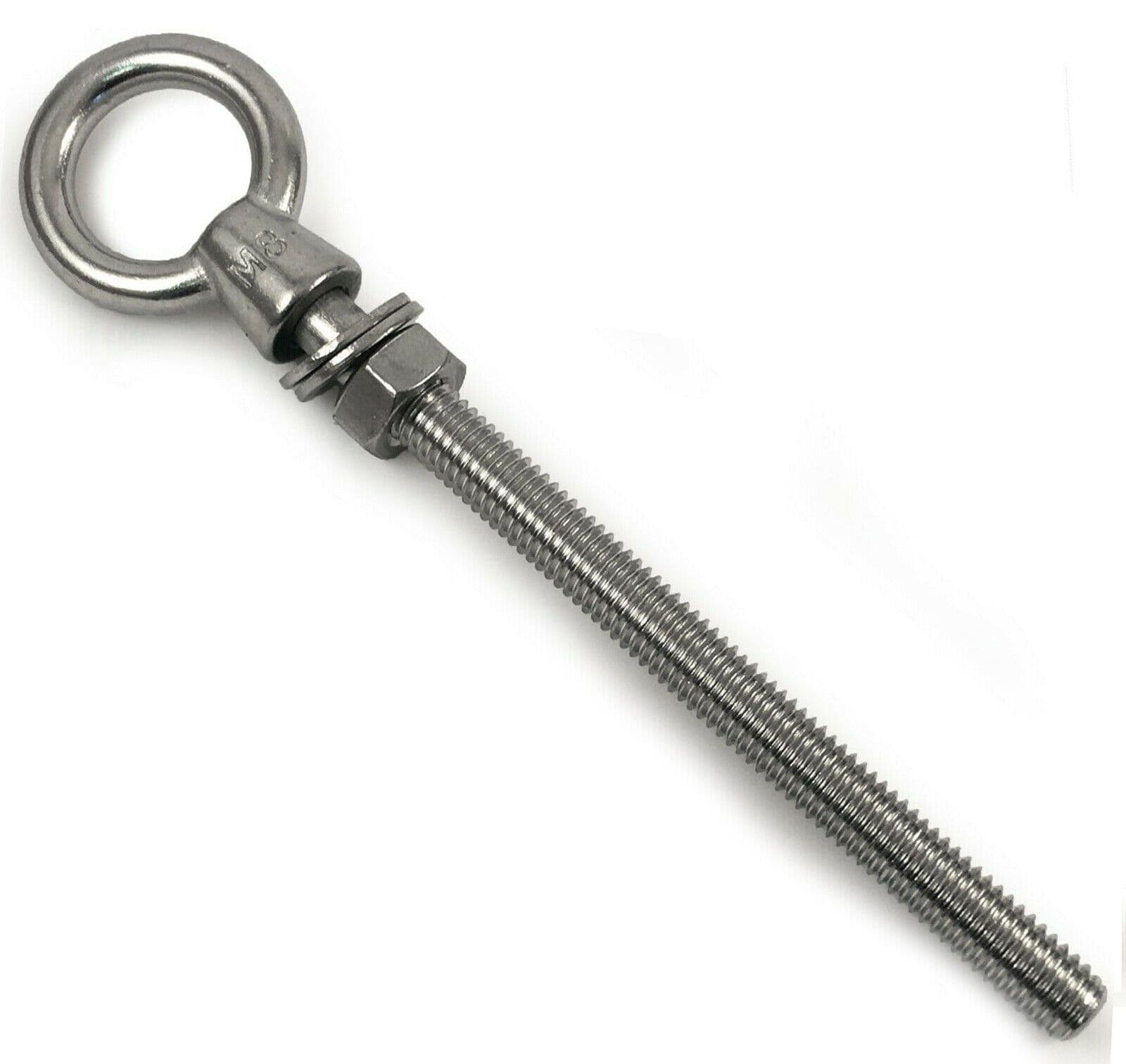 M8x150mm A4 Marine Grade Stainless Steel Lifting Eye Bolt Long Shank