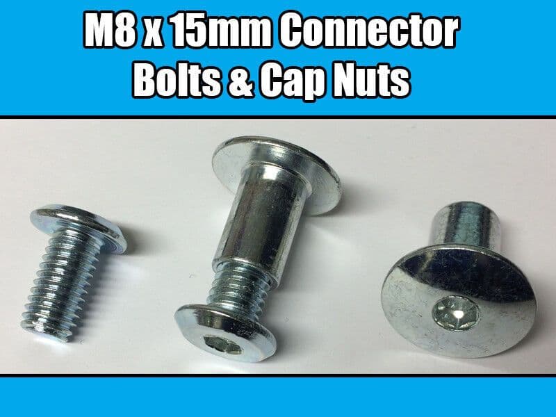 M8X15mm Furniture Connector Bolts & Cap Nuts Allen Key Domed Head Joint Fixing