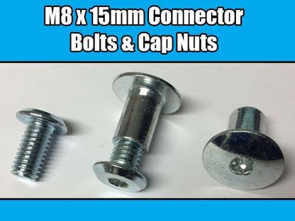 M8X15mm Furniture Connector Bolts & Cap Nuts Allen Key Domed Head Joint Fixing