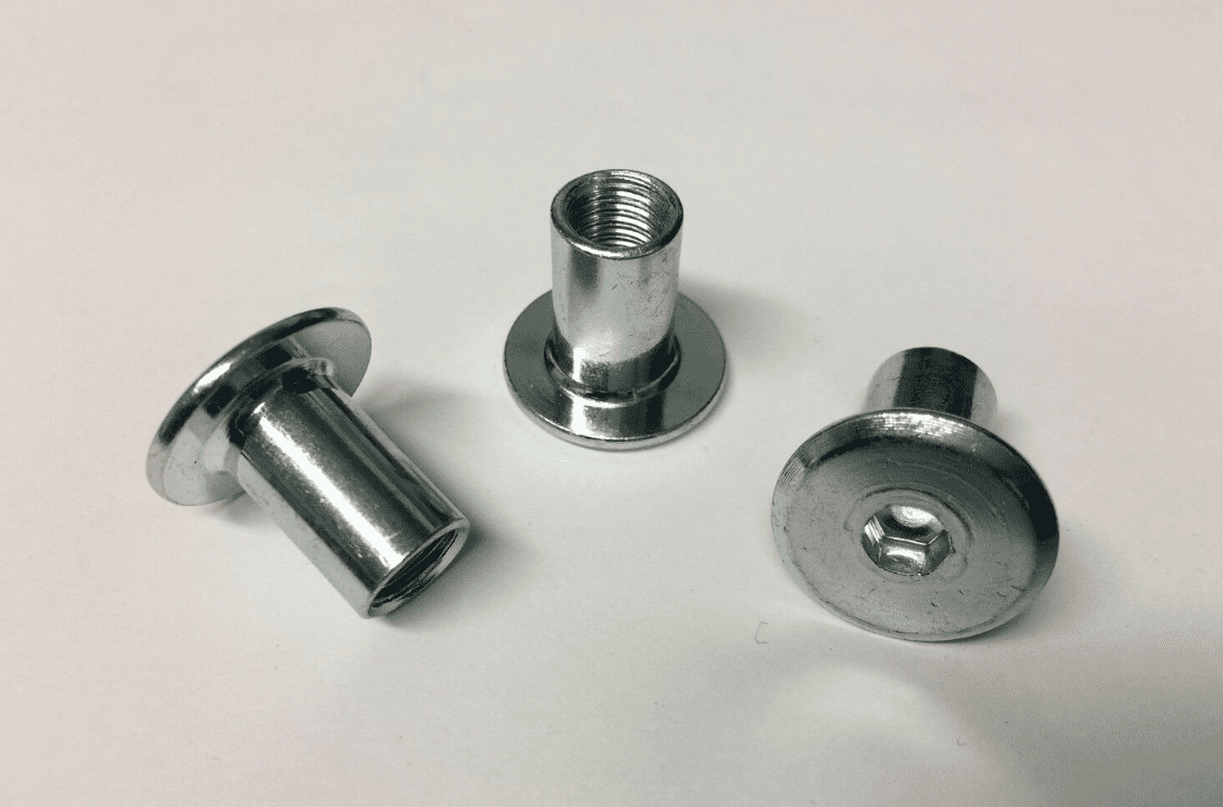 M8X15mm Furniture Connector Bolts & Cap Nuts Allen Key Flat Head Joint Fixing