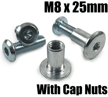 M8X25mm Furniture Connector Bolts & Cap Nuts Flat Head Joint Fixing Unit