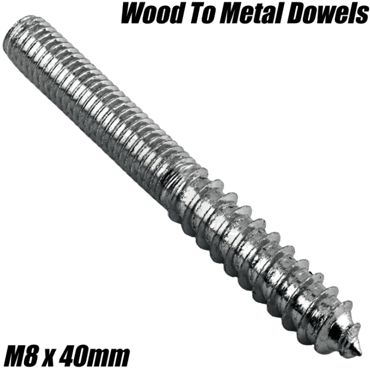 M8X40mm Wood To Metal Dowels Pole Rod Wall Hanger Bolts Furniture Fixing
