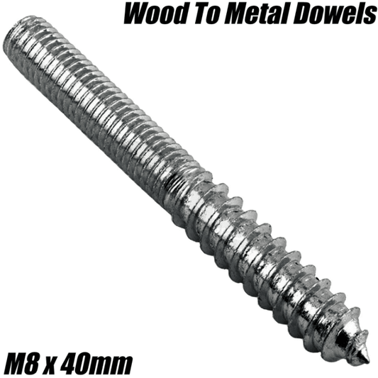 M8X40mm Wood To Metal Dowels Pole Rod Wall Hanger Bolts Furniture Fixing