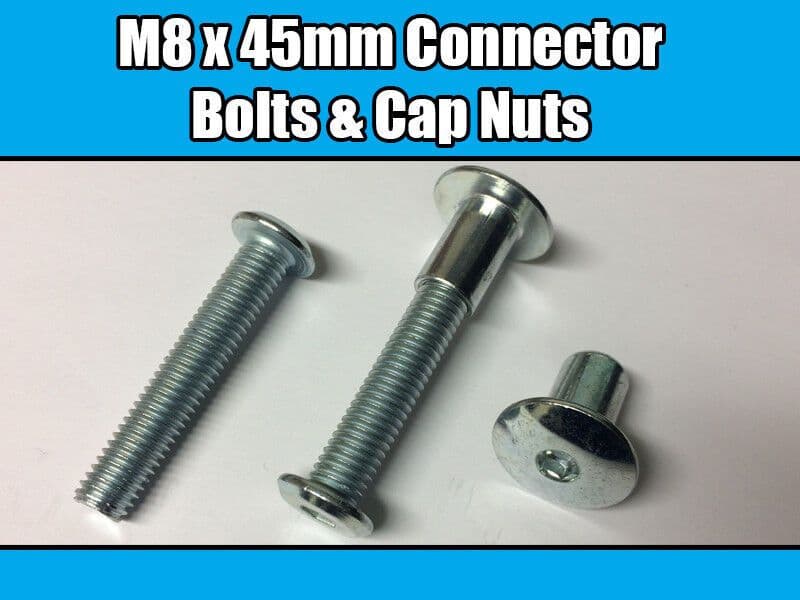 M8X45mm Furniture Connector Bolts & Cap Nuts Allen Key Domed Head Joint Fixing