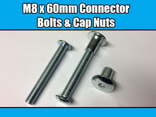 M8X60mm Furniture Connector Bolts & Cap Nuts Allen Key Domed Head Joint Fixing