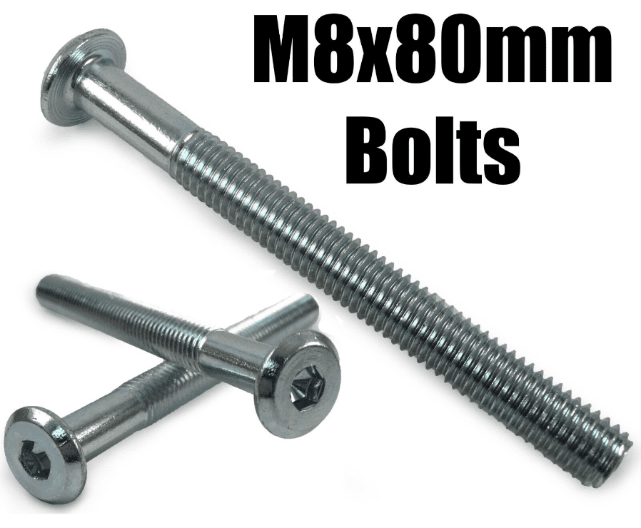 M8X80mm Furniture Connector Bolts Allen Key Flat Head Joint Fixing Unit Bed