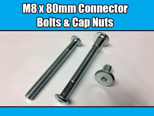 M8X80mm Furniture Connector Bolts & Cap Nuts Allen Key Flat Head Joint Fixing