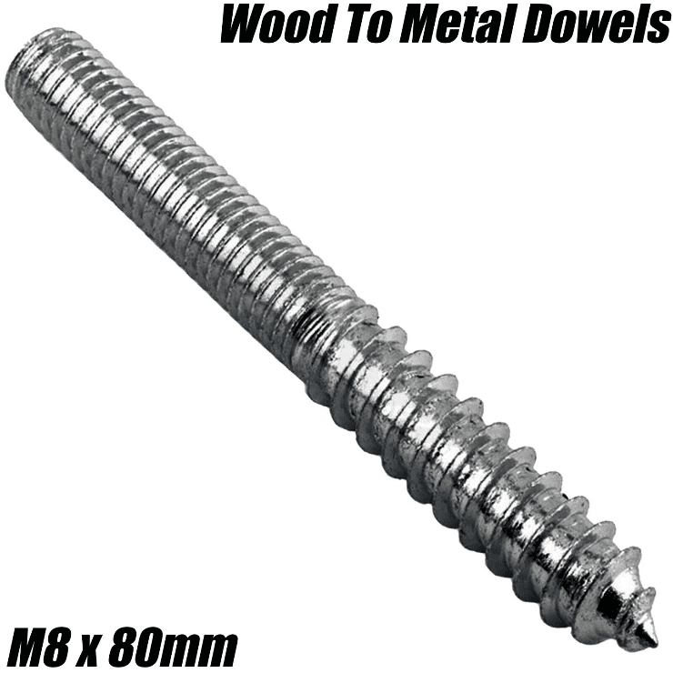 M8X80mm Wood to Metal Dowels Pole Wall Hanger Bolts Furniture Fixing
