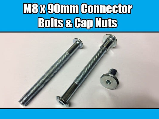 M8X90mm Furniture Connector Bolts & Cap Nuts Allen Key Flat Head Joint Fixing