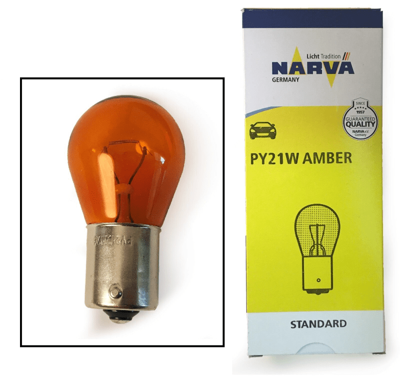 Narva 12V Py21W Amber Car Indicator Signal Bulbs 1141 17638 Ba15S