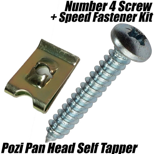 Number 4 Pozi Pan Head Self Tapper Tapping Screw W/ Speed Fastener Panel Clips