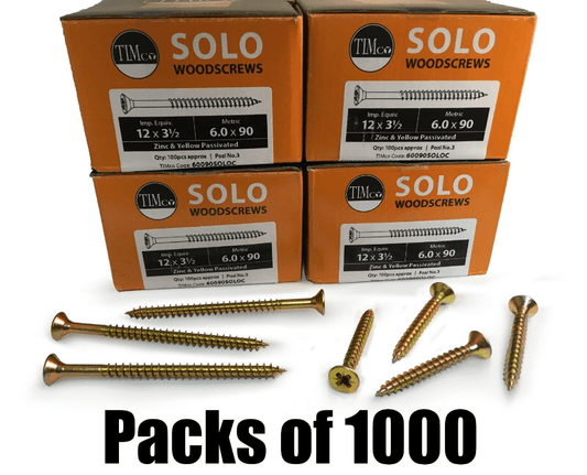 Packs Of 1000 Timco 12G 6mm Solo Wood Screws Yellow Pozi Countersunk Chipboard